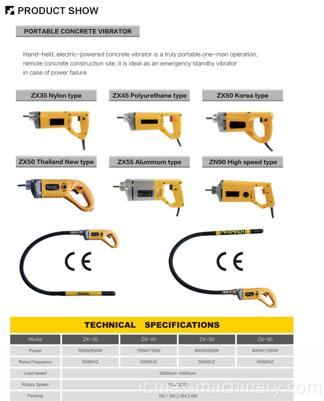 2022 Nuovo vibratore in cemento Calcestruzzo VIBRATORE PERCRET ELETTRICO VIBRATOR ZX50